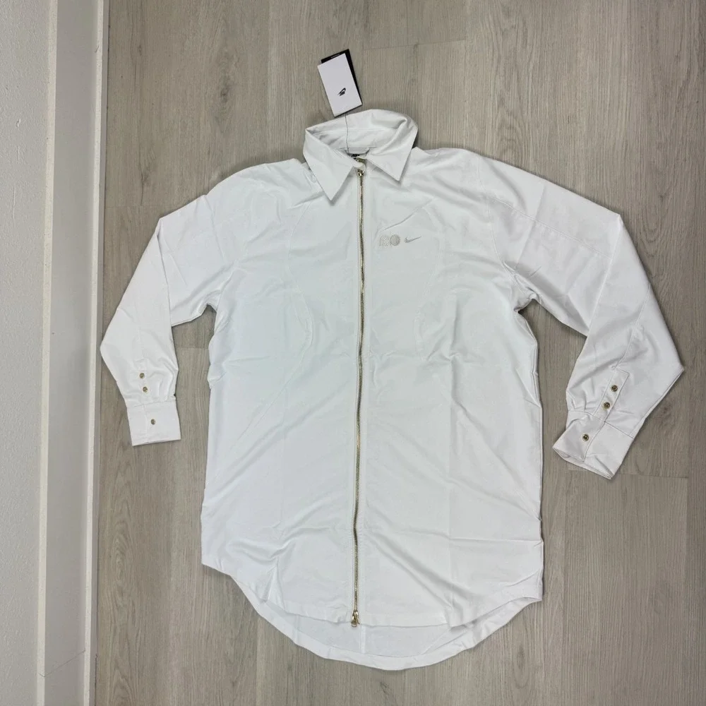 Nike Naomi Osaka Oversized Shirt Dress Shacket Womens Small White FV7804 121